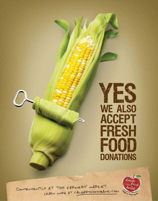 Calgary Food Bank: Yes we also accept fresh food donations Print Ad For Inspiration