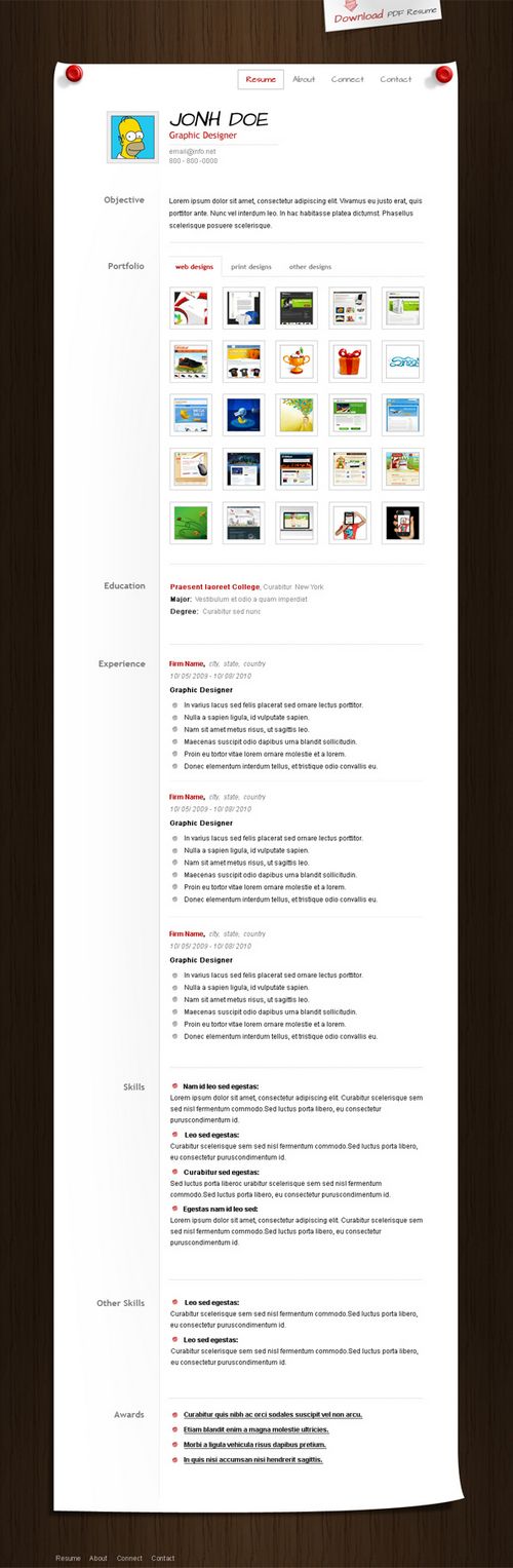 Resume / CV PSD Template