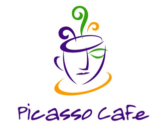 picasso cafe - logo inspired with human face