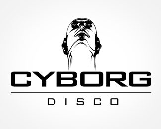 cyborg disco - human face logo