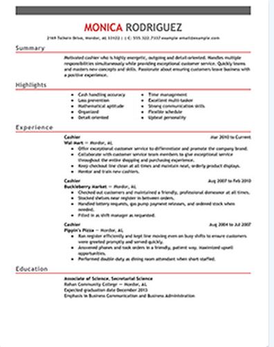 1-Cashier Resume