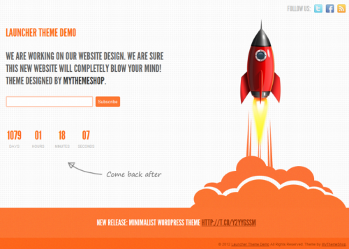 1. Launcher Theme - Coming Soon WordPress Themes