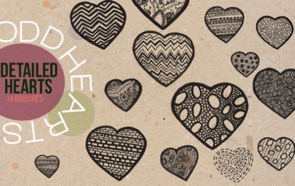 Detailed Heart Brushes - decorative heart brushes photoshop