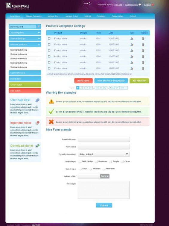 InAdmin - free admin template simple